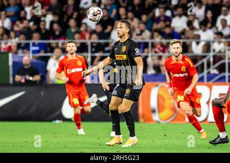 Bucarest, Roumanie. 10th, août 2023. Marcus Ingvartsen (7) du FC Nordsjaelland vu lors du match de qualification de l'UEFA Conference League entre le FCSB et le FC Nordsjaelland au Stadionul Steaua à Bucarest. (Crédit photo : Gonzales photo - Dejan Obretkovic). Banque D'Images