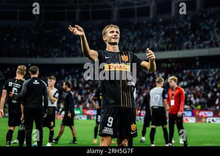 Bucarest, Roumanie. 10th, août 2023. Benjamin Nygren (9) du FC Nordsjaelland vu après le match de qualification de l'UEFA Conference League entre le FCSB et le FC Nordsjaelland au Stadionul Steaua à Bucarest. (Crédit photo : Gonzales photo - Dejan Obretkovic). Banque D'Images