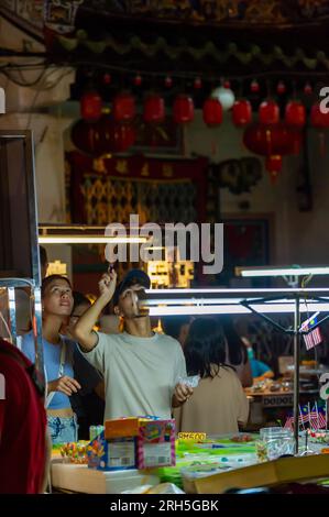 Le marché nocturne Jonker Walk, Malacca, Malaisie Banque D'Images