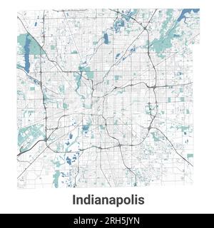 Carte Indianapolis, zone administrative détaillée avec frontière Illustration de Vecteur