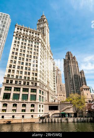 Wendella Boat Rides visite architecturale de la rivière Chicago dans le centre-ville de Chicago. Banque D'Images