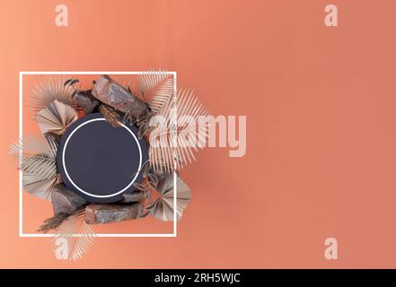 Ensemble d'affiches d'été, avec espace vide pour le texte. L'arrière-plan est parfait pour les affiches, les couvertures, les brochures, les bannières. Rendu d'illustration 3D, abricot Banque D'Images