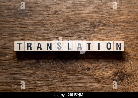 Traduction - concept de mot sur les blocs de construction, texte Banque D'Images