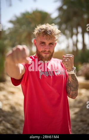 Célébrité YouTuber Jake Paul avant son combat avec Tommy Fury en Arabie Saoudite Banque D'Images