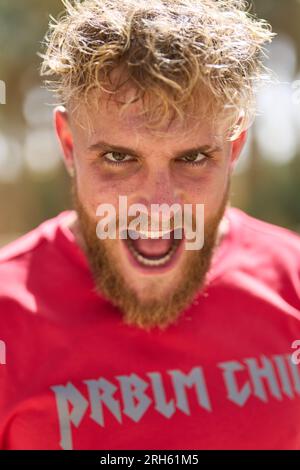 Célébrité YouTuber Jake Paul avant son combat avec Tommy Fury en Arabie Saoudite Banque D'Images