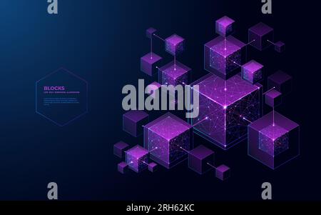 Abstract blockchain sur fond futuriste de technologie. Illustration de Vecteur