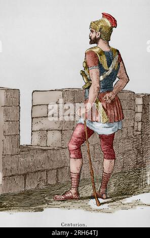 Centurion romain. La gravure. Museo Militar, 1883. Plus tard la couleur. Banque D'Images