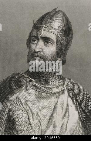 Guillaume Ier le Conquérant (1028-1087). Premier roi d'Angleterre d'origine normande. Portrait. Gravure par Geoffroy. 'Historia Universal', de Cesar Cantu. Volume VIII 1858. Banque D'Images