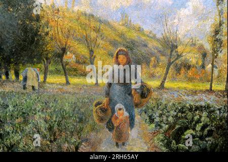 Camille Pissarro (1830-1903) Peintre impressionniste français. Dans le jardin de la cuisine, 1881. Galerie nationale, Prague, République tchèque. Banque D'Images