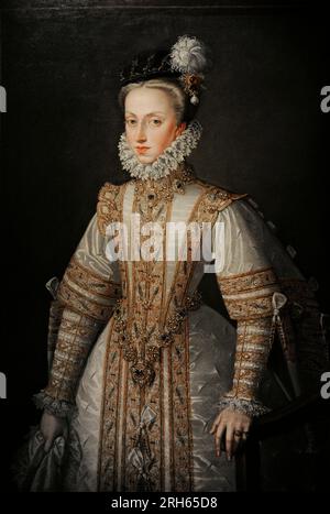 Anne d'Autriche (1549-1580). Reine d'Espagne, quatrième épouse du roi Philippe II Portrait de Alonso Sanchez Coello (1531-1588), ca.1571. Musée Lazaro Galdiano, Madrid, Espagne. Banque D'Images