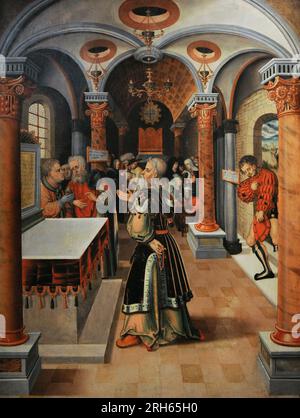 Maître du martyre de Saint Érasme (Heinrich Satrapitan ?). La prière du pharisien et du publicain, Allemagne, 1501-1525. Musée Lazaro Galdiano, Madrid, Espagne. Banque D'Images