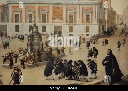 Miracle de notre-Dame d'Atocha sur le chantier de construction de l'hôtel de ville, ca.1676-1700. Anonyme. Musée d'Histoire, Madrid, Espagne. Banque D'Images