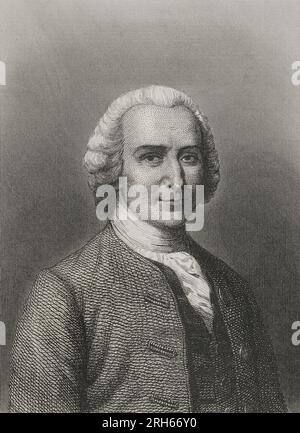 Jean-Jacques Rousseau (1712-1778) Écrivain et philosophe français d'origine suisse. Portrait. Gravure par Geoffroy. 'Historia Universal', de Cesar Cantu. Volume VI, 1857. Banque D'Images