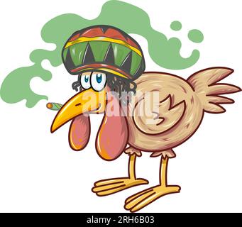 le dessin animé de poule fume de la marijuana légale. illustration vectorielle Illustration de Vecteur