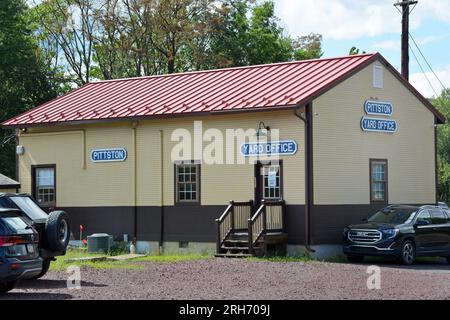 Reading & Northern Railroad (RMBN), la plus grande rr privée de Pennsylvanie, la toute nouvelle gare ferroviaire régionale Wilkes barre-Scranton à Pittston, PA. Banque D'Images