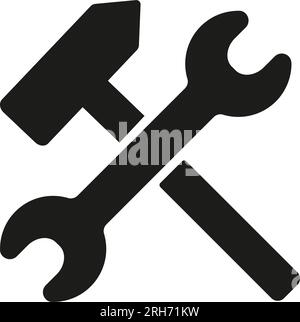 Outils de marteau et clé simple icône Illustration de Vecteur