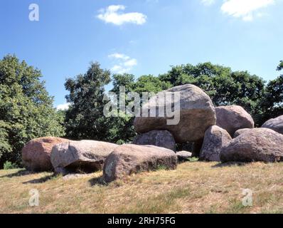 Un dolmen ou Hunebed en néerlandais est un type de tombe mégalithique à chambre unique, généralement composé de deux mégalithes verticaux ou plus soutenant un grand plat Banque D'Images