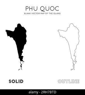 Carte de Phu Quoc. Carte vectorielle vierge de l'île. Bordures de Phu Quoc pour votre infographie. Illustration vectorielle. Illustration de Vecteur