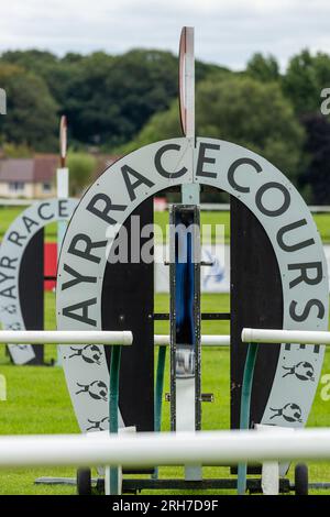 La ligne d'arrivée à Ayr Racecourse, Écosse Banque D'Images