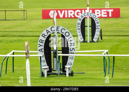 La ligne d'arrivée à Ayr Racecourse, Écosse Banque D'Images