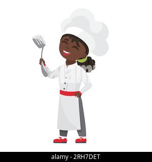 Chef cuisinier petite fille. Futur travail de rêve pour les enfants, illustration de dessin animé vectoriel d'occupation d'enfants Illustration de Vecteur