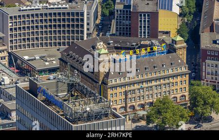 Vue aérienne, Select Hotel Handelshof Essen, toit Postbank avec antenne, centre-ville, Essen, région de la Ruhr, Rhénanie du Nord-Westphalie, Allemagne Banque D'Images