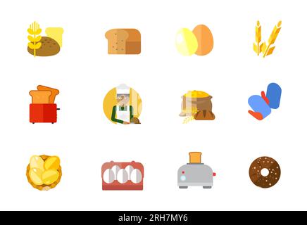 Jeu d'icônes de cuisson Illustration de Vecteur