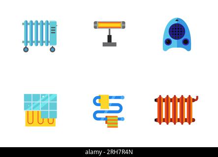 Icône du système de chauffage définie Illustration de Vecteur