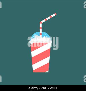 Slurpee. Soda en verre avec paille isolée. Illustration de Vecteur