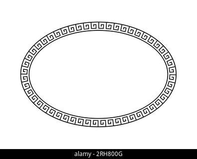 Motif grec ovale. Cadre en ellipse romaine. Contour de la frontière de la grèce isolé sur fond blanc. Bordure ronde greec pour les impressions de conception. Circulaire antique Illustration de Vecteur