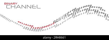 Canal binaire avec des uns et des zéros noirs et rouges. Flux de données numériques. Graphiques vectoriels Illustration de Vecteur