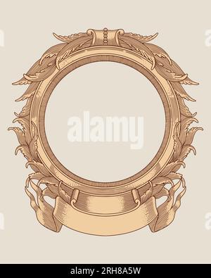 illustration de vecteur de gravure de cadre or antique Illustration de Vecteur