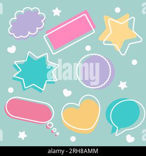 Ensemble de bulles de discours de motivation. Ensemble d'autocollants vectoriels. autocollants de travail. autocollants étudiants. Autocollants pour bloc-notes. Illustrations vectorielles. Illustration de Vecteur
