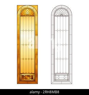 Feuille de travail en verre d'église teinté dans les couleurs du soleil. Illustration de Vecteur