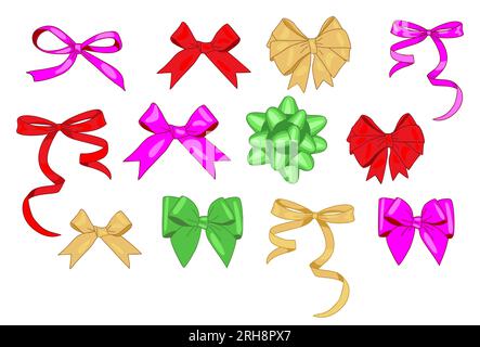 Collection de différents arcs de vecteur de soie élégants. Illustration de Vecteur