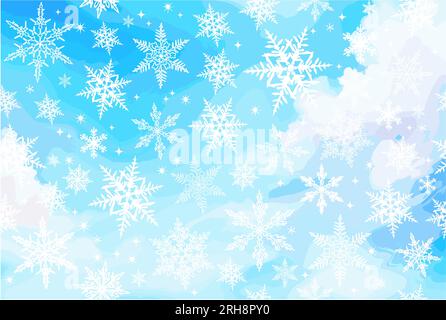 Flocons de neige de fond de Noël sur vecteur de ciel bleu Illustration de Vecteur