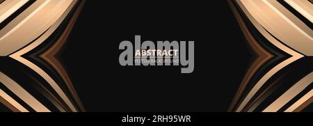 Élégant fond de luxe abstrait noir et or avec des lignes dorées et des formes de flèches. Illustration vectorielle Illustration de Vecteur