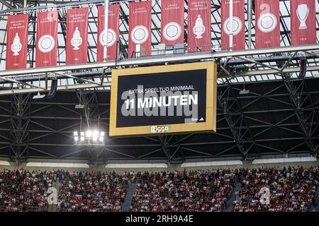 AMSTERDAM - 11 minutes d'arrêt lors du match de championnat néerlandais entre l'Ajax Amsterdam et Heracles Almelo à la Johan Cruijff Arena le 12 août 2023 à Amsterdam, pays-Bas. AP | taille néerlandaise | MAURICE DE PIERRE Banque D'Images