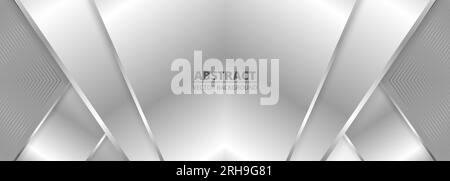 Fond abstrait de luxe large avec forme géométrique de gradient d'argent. Bannière métallique large de couleur argent clair moderne. Abstrait vectoriel futuriste Illustration de Vecteur