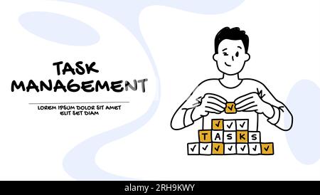 vecteur d'un jeune homme avec d'excellentes compétences en gestion des tâches Illustration de Vecteur