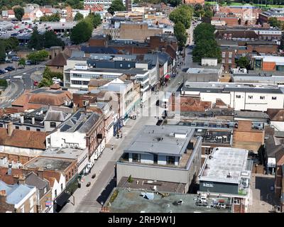 High Street Brentwood Essex UK Town centre drone Aerial Banque D'Images