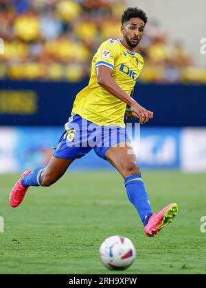 Cadix, Espagne. 14 août 2023. Chris Ramos de Cadix lors du match de Liga entre Cadiz CF et Deportivo Alaves a joué au Nuevo Mirandilla Stadium le 14 août à Cadix, Espagne. (Photo Antonio Pozo/PRESSINPHOTO) crédit : PRESSINPHOTO SPORTS AGENCY/Alamy Live News Banque D'Images