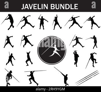 Pack Silhouette Javelin | Collection de lecteurs Javelin avec logo et équipement Javelin Illustration de Vecteur