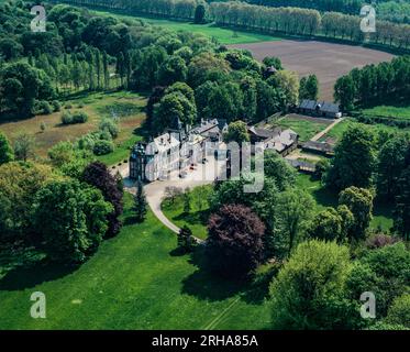 Strasbourg, Château de Pourtalès, 18e siècle, parc, champs, quartier Robertsau, vue aérienne de la ville, Alsace, France, Europe, Banque D'Images