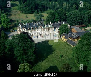 Strasbourg, Château de Pourtalès, 18e siècle, parc, champs, quartier Robertsau, vue aérienne de la ville, Alsace, France, Europe, Banque D'Images