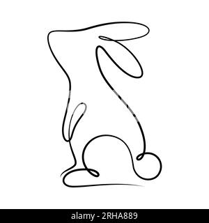 un dessin au trait du style de calligraphie de lapin pour pâques, festival de mi-automne, logo, décoratif, etc Illustration de Vecteur