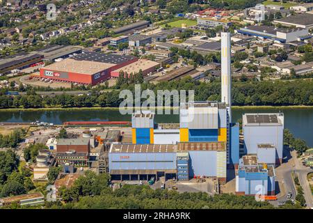 Vue aérienne, GMVA Niederrhein GmbH Energy Company, usine d'incinération des déchets, Lirich, Oberhausen, région de la Ruhr, Rhénanie du Nord-Westphalie, Allemagne, DE, Europ Banque D'Images