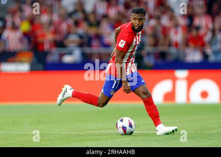 Madrid, Espagne. 14 août 2023. Thomas Lemar de l'Atletico de Madrid lors du match de Liga entre l'Atletico de Madrid et Granada CF a joué au stade Civitas Metropolitano le 14 août à Madrid, Espagne. (Photo de Cesar Cebolla/PRESSINPHOTO) crédit : PRESSINPHOTO SPORTS AGENCY/Alamy Live News Banque D'Images