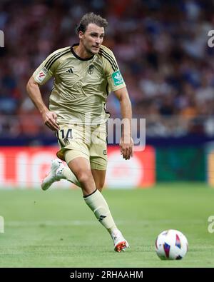 Madrid, Espagne. 14 août 2023. Ignasi Miquel de Granada CF lors du match de la Liga entre l'Atletico de Madrid et Granada CF a joué au Civitas Metropolitano Stadium le 14 août à Madrid, Espagne. (Photo de Cesar Cebolla/PRESSINPHOTO) crédit : PRESSINPHOTO SPORTS AGENCY/Alamy Live News Banque D'Images