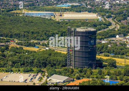 Vue aérienne, centre commercial Westfield Centro, Neue Mitte, Gasometer avec exposition le paradis fragile, Borbeck, Oberhausen, région de la Ruhr, Rhin du Nord Banque D'Images